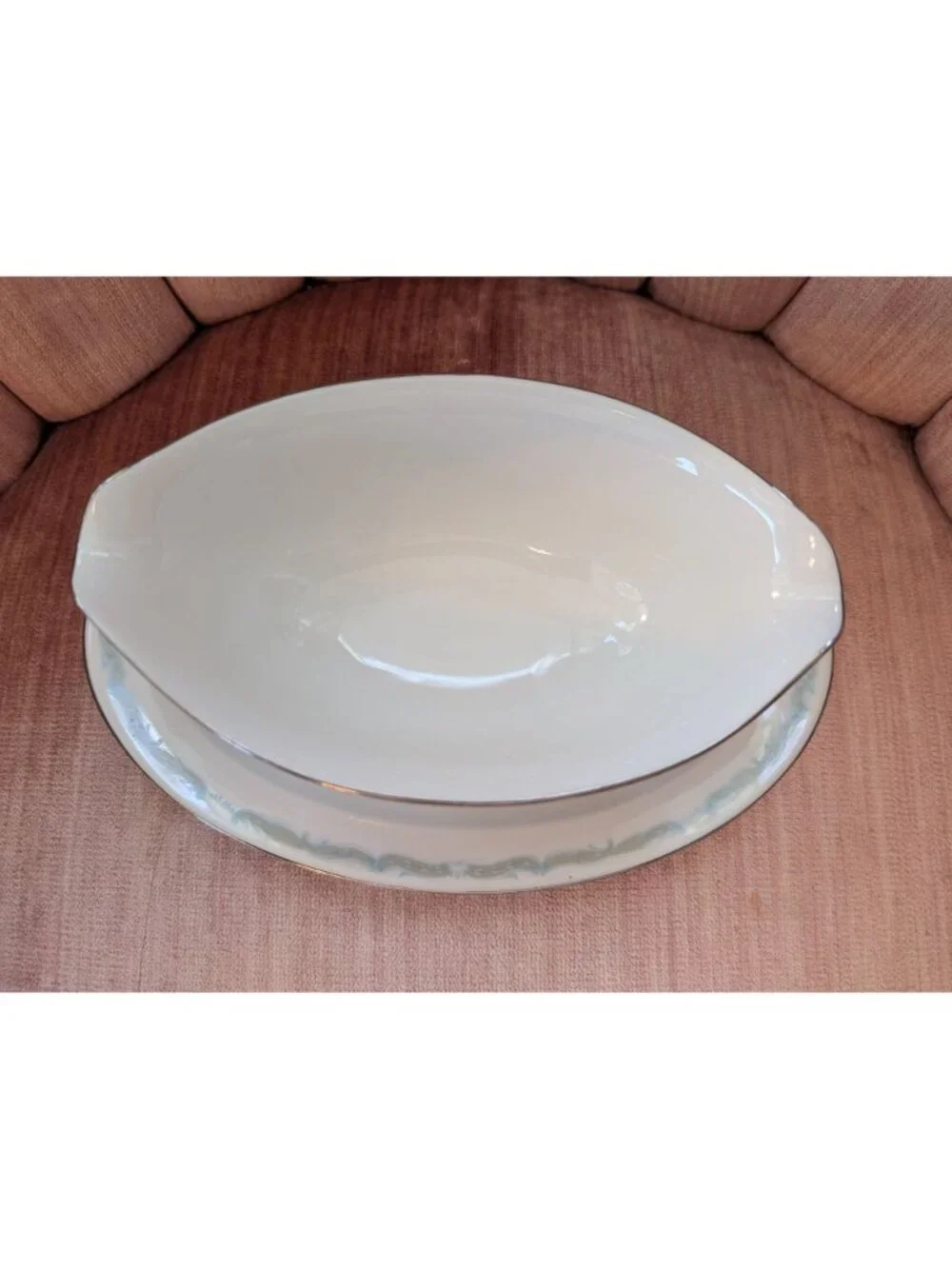 Four Crown China Gravy Boat with Attached Underplate Lexington Pattern #360 MCM